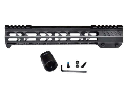 Super Slim 12" M-LOK Free Float Handguard for AR-15 223/5.56, with Integrated Fore-End Hand Stop