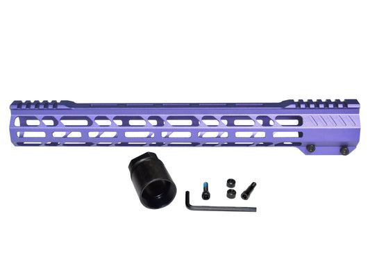Super Slim 15" M-LOK Free Float Handguard for AR-15 223/5.56, Purple