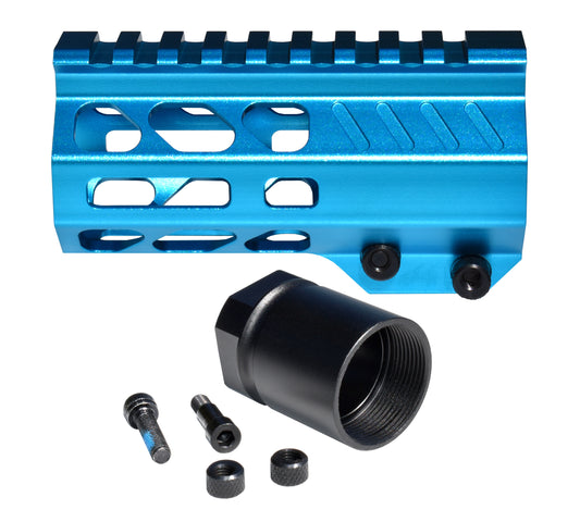 Super Slim 4.2" Pistol Length M-LOK Free Float Handguard for AR-15 and AR Pistols, Blue