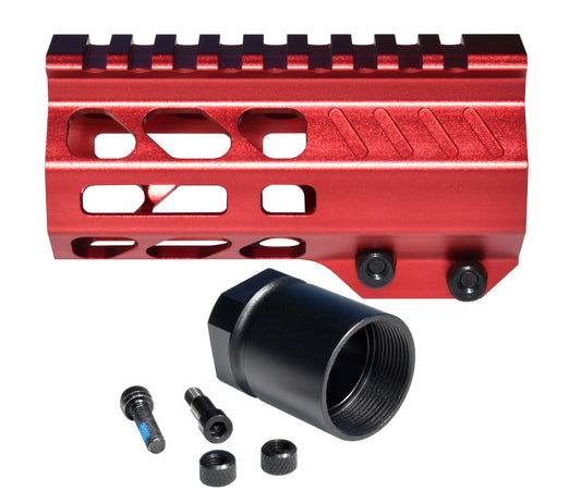 Super Slim 4.2" Pistol Length M-LOK Free Float Handguard for AR-15 and AR Pistols, Red