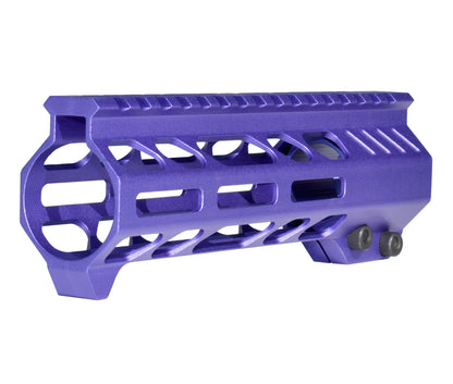 Super Slim 7" M-LOK Free Float Handguard for AR-15 223/5.56 and AR Pistols, with Integrated Fore-End Hand Stop. Purple