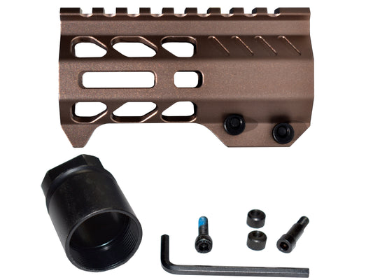 Super Slim 4.2" M-LOK Free Float Handguard for AR-15 223/5.56 and AR Pistols, with Integrated Fore-End Hand Stop, Brown