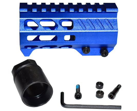 Super Slim 4.2" M-LOK Free Float Handguard for AR-15 223/5.56 and AR Pistols, with Integrated Fore-End Hand Stop, Dark Blue
