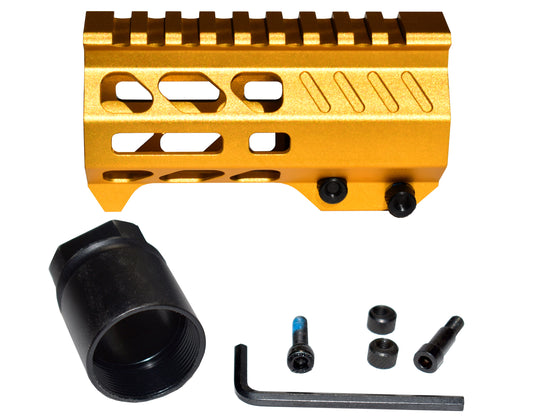 Super Slim 4.2" M-LOK Free Float Handguard for AR-15 223/5.56 and AR Pistols, with Integrated Fore-End Hand Stop, Orange