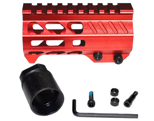 Super Slim 4.2" M-LOK Free Float Handguard for AR-15 223/5.56 and AR Pistols, with Integrated Fore-End Hand Stop, Red