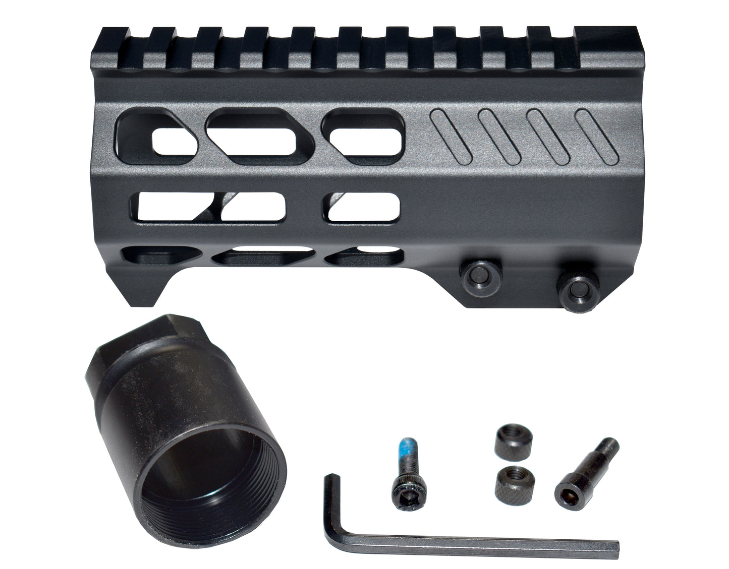 Super Slim 4.5" M-LOK Free Float Handguard for AR-15 223/5.56 and AR Pistols, with Integrated Fore-End Hand Stop
