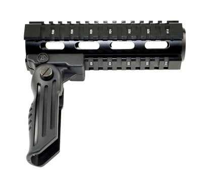 Carbine Length 7", 2 Piece Drop In Handguard Quad Rail with Black Polymer Foregrip