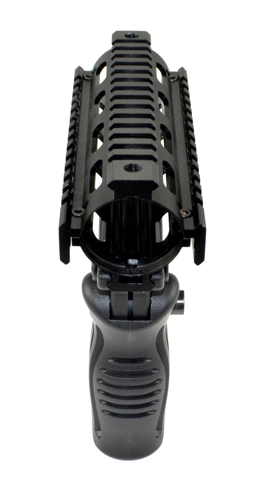 Carbine Length 7", 2 Piece Drop In Handguard Quad Rail with Black Polymer Foregrip