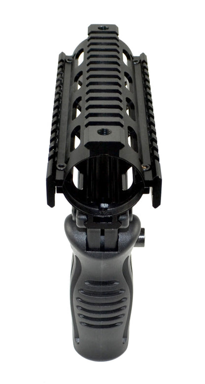 Carbine Length 7", 2 Piece Drop In Handguard Quad Rail with Black Polymer Foregrip
