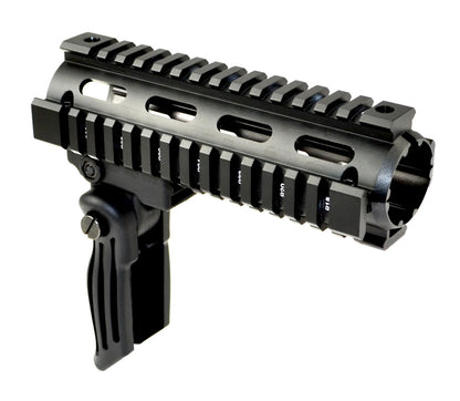 Carbine Length 7", 2 Piece Drop In Handguard Quad Rail with Black Polymer Foregrip