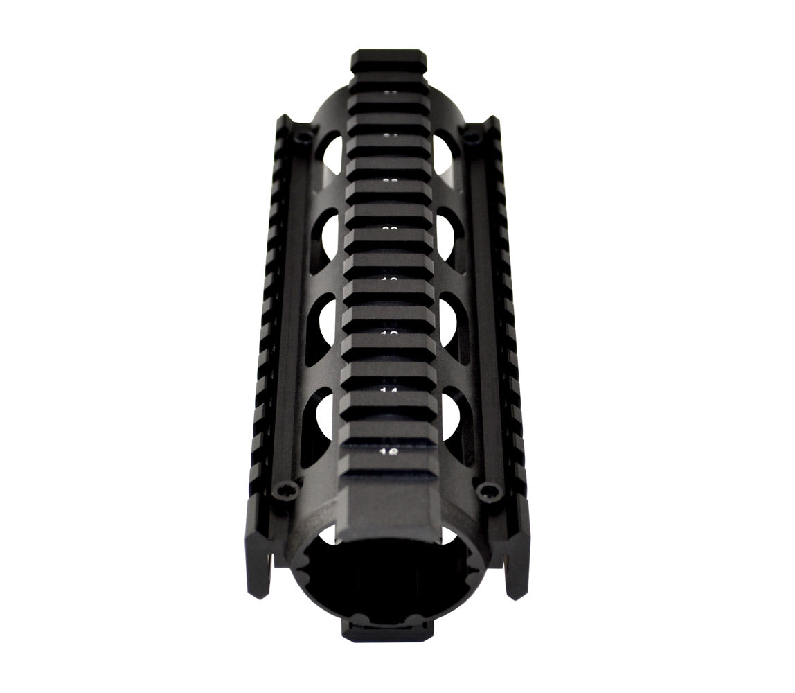 Fits 6.75" to 7". 2 Piece Drop In Handguard Quad Rail 6.7" Carbine Length with Extended Top Rail for .223 and 5.56