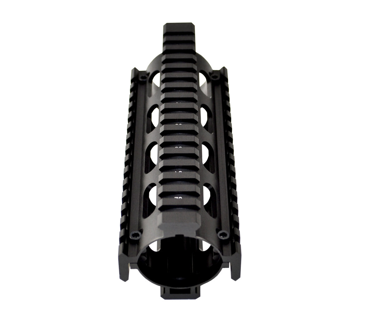 Fits 6.75" to 7". 2 Piece Drop In Handguard Quad Rail 6.7" Carbine Length with Extended Top Rail for .223 and 5.56