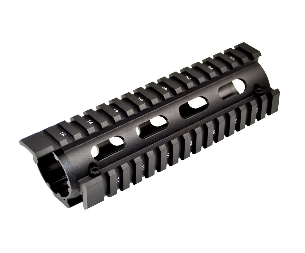 Fits 6.75" to 7". 2 Piece Drop In Handguard Quad Rail 6.7" Carbine Length with Extended Top Rail for .223 and 5.56