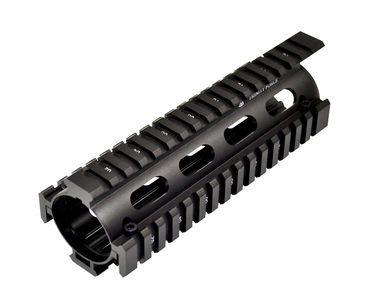 Fits 6.75" to 7". 2 Piece Drop In Handguard Quad Rail 6.7" Carbine Length with Extended Top Rail for .223 and 5.56
