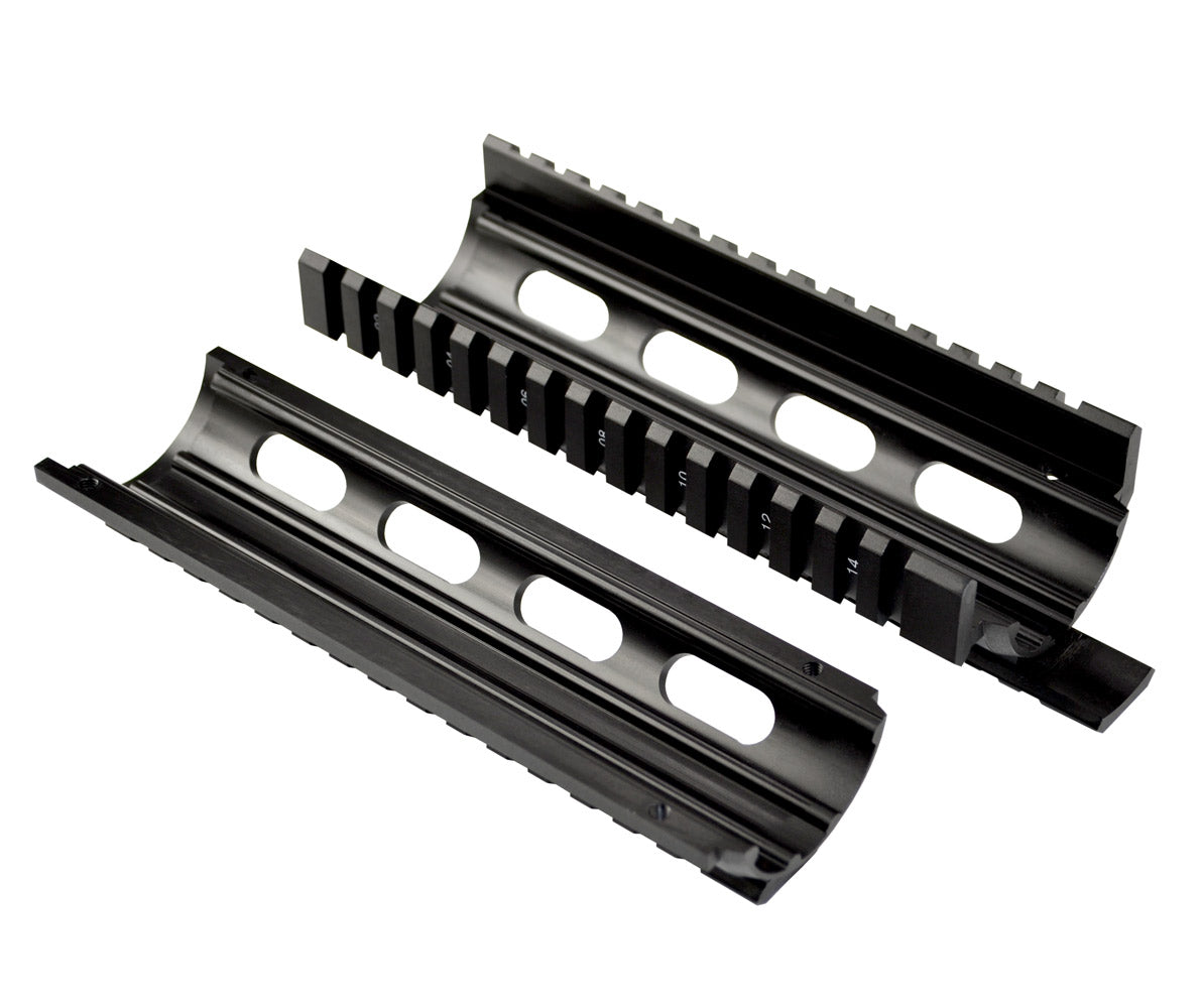 Fits 6.75" to 7". 2 Piece Drop In Handguard Quad Rail 6.7" Carbine Length with Extended Top Rail for .223 and 5.56