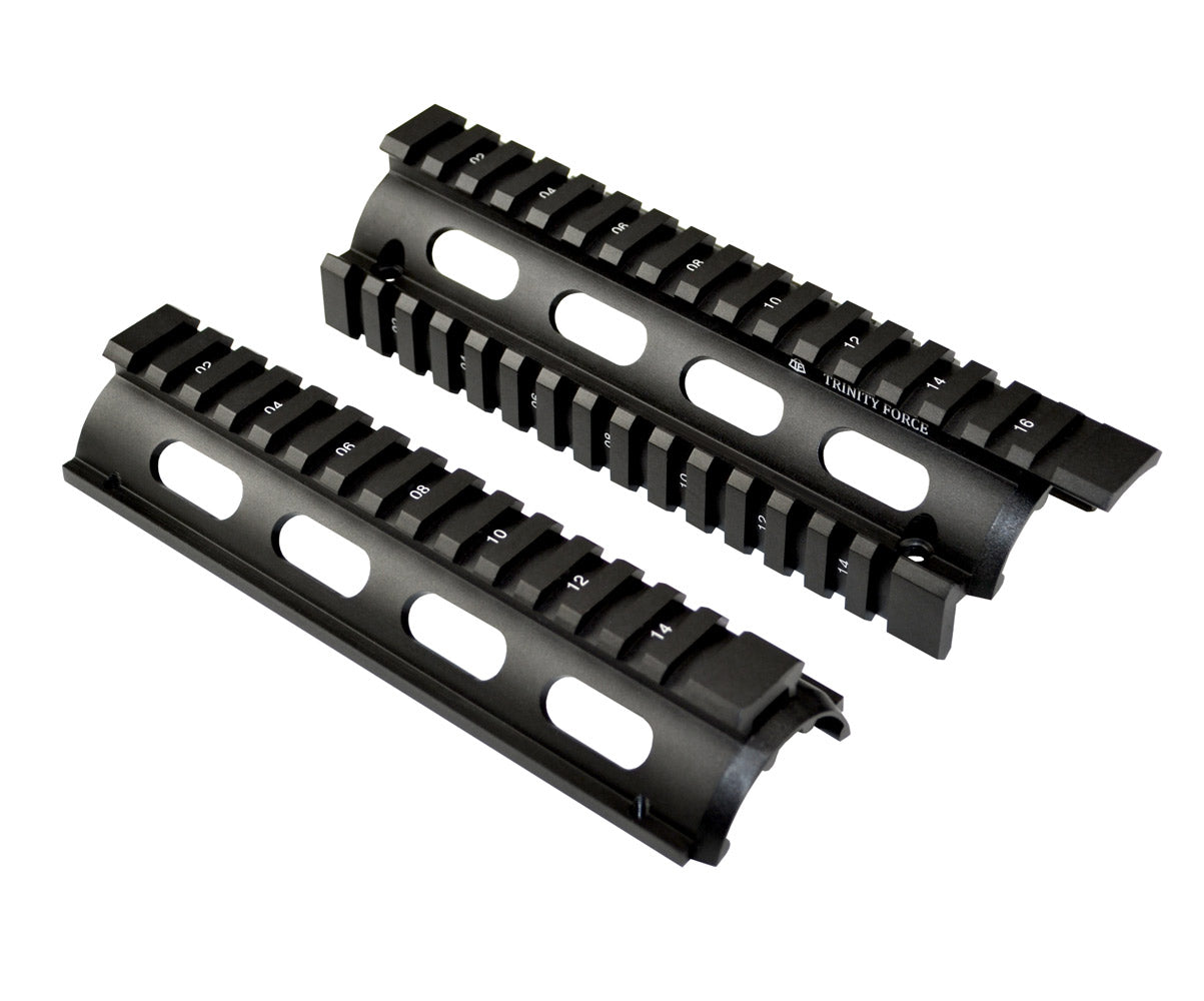 Fits 6.75" to 7". 2 Piece Drop In Handguard Quad Rail 6.7" Carbine Length with Extended Top Rail for .223 and 5.56