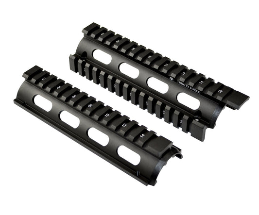 Fits 6.75" to 7". 2 Piece Drop In Handguard Quad Rail 6.7" Carbine Length with Extended Top Rail for .223 and 5.56