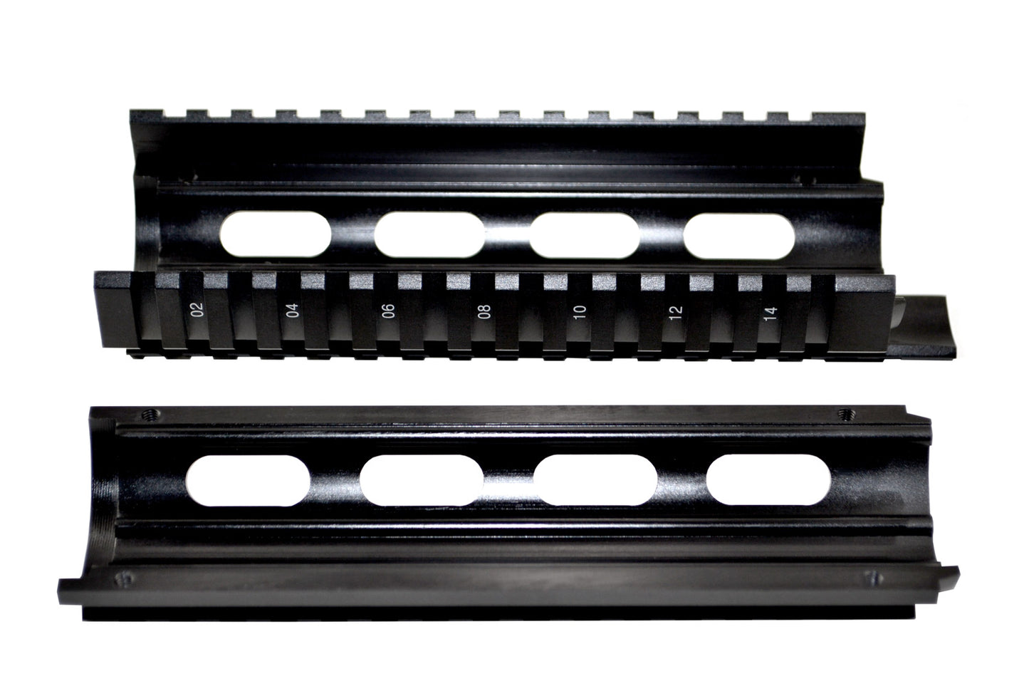 Fits 6.75" to 7". 2 Piece Drop In Handguard Quad Rail 6.7" Carbine Length with Extended Top Rail for .223 and 5.56