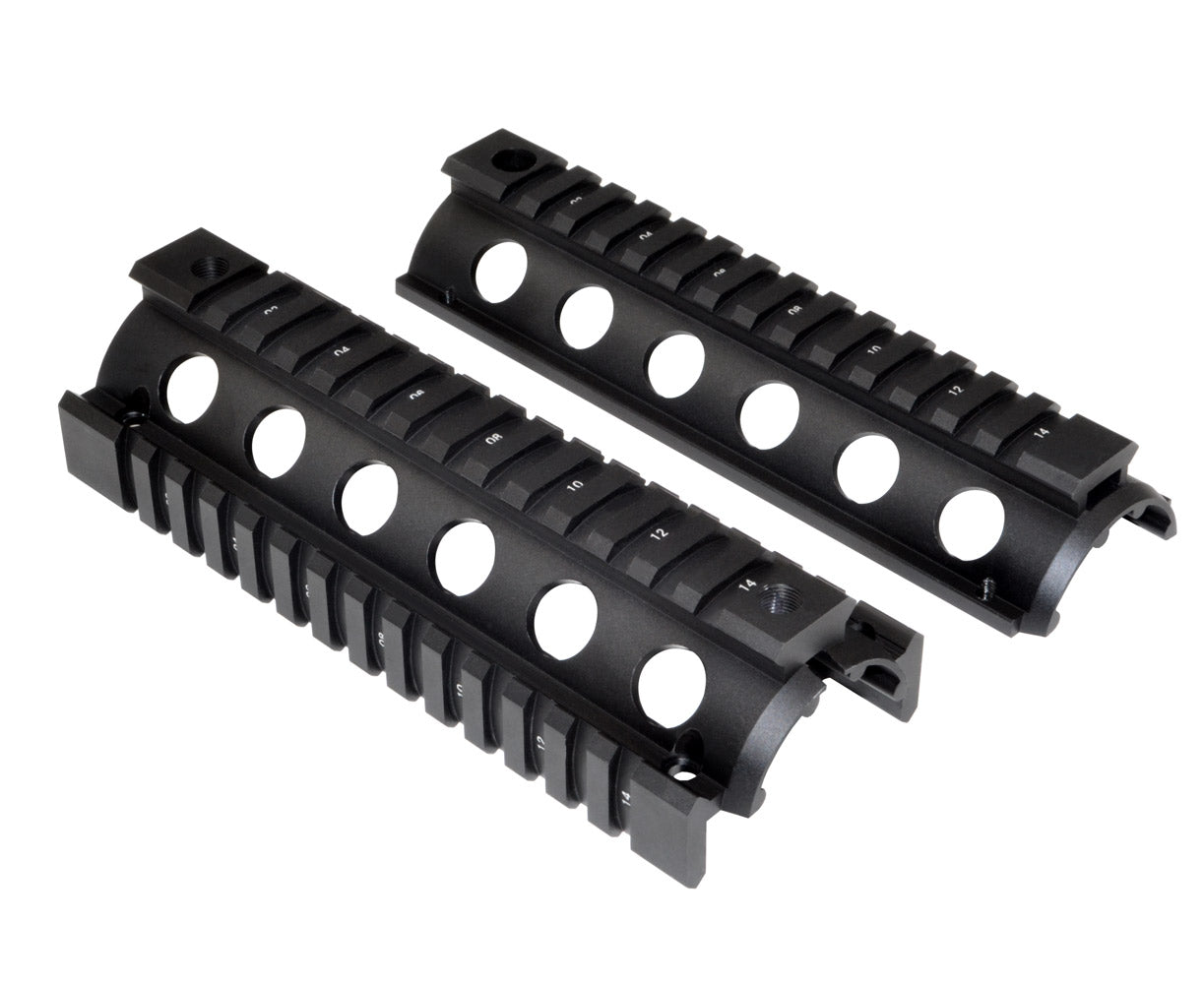6.75 inch to 7 inch Carbine Length - 2 Piece Drop In Aluminum Handguard Quad Rail Mount for .223 / 5.56 with Delta Ring Removal Tool