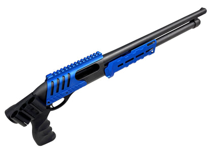 Rail Combo Set for Remington 870 12 Gauge Shotgun - Saddle Mount & Forend - Dark Blue Aluminum