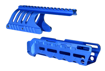 Rail Combo Set for Remington 870 12 Gauge Shotgun - Saddle Mount & Forend - Dark Blue Aluminum