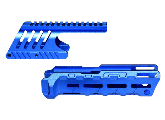 Rail Combo Set for Remington 870 12 Gauge Shotgun - Saddle Mount & Forend - Dark Blue Aluminum