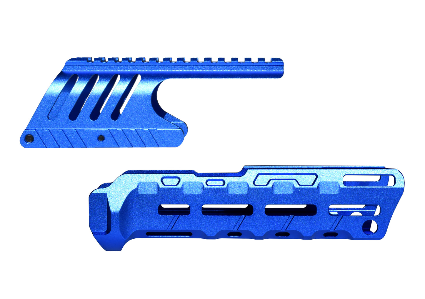 Rail Combo Set for Remington 870 12 Gauge Shotgun - Saddle Mount & Forend - Dark Blue Aluminum
