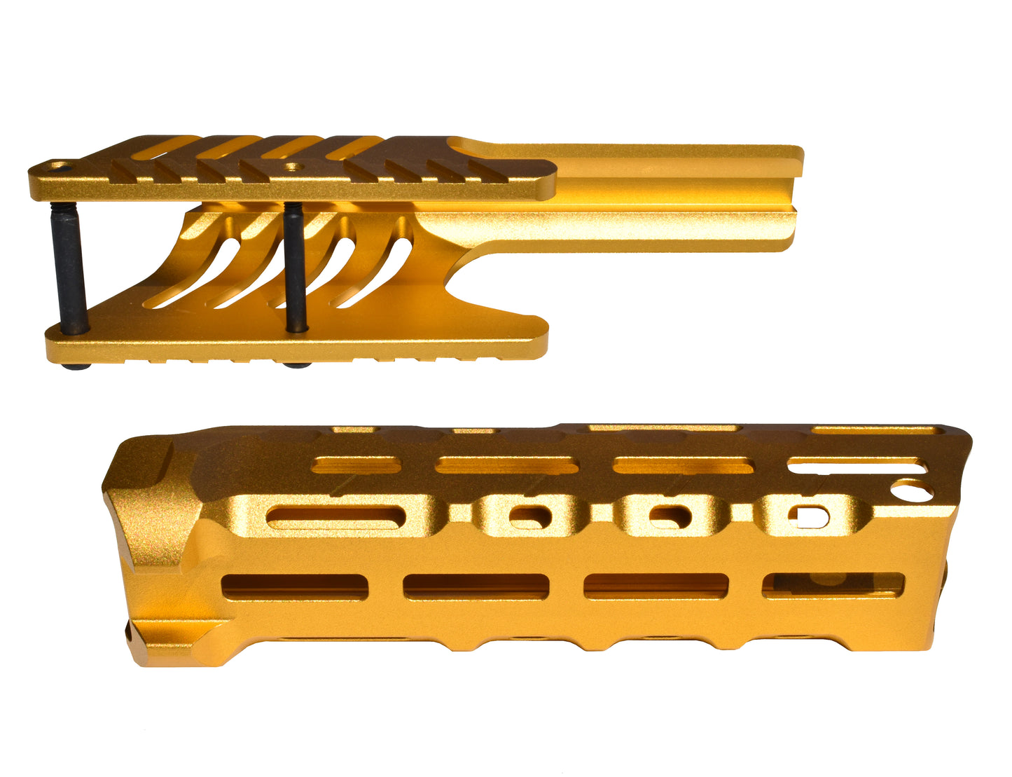 Rail Combo Set for Remington 870 12 Gauge Shotgun - Saddle Mount & Forend - Gold Aluminum