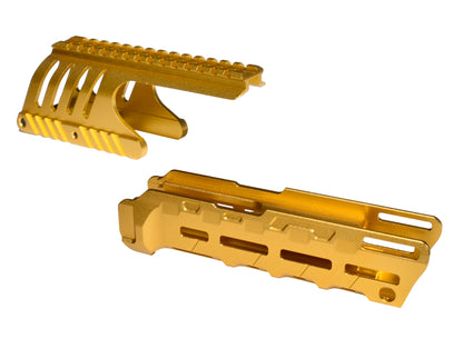 Rail Combo Set for Remington 870 12 Gauge Shotgun - Saddle Mount & Forend - Gold Aluminum