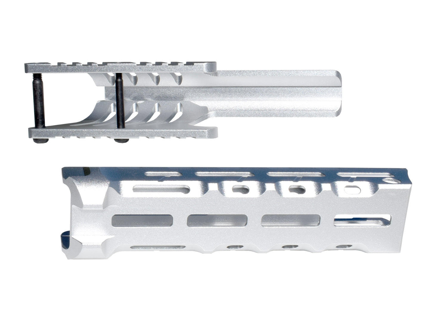 Rail Combo Set for Remington 870 12 Gauge Shotgun - Saddle Mount & Forend - Silver Aluminum