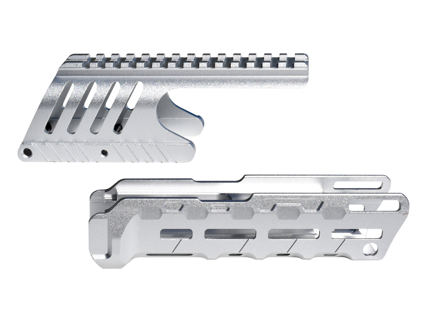 Rail Combo Set for Remington 870 12 Gauge Shotgun - Saddle Mount & Forend - Silver Aluminum