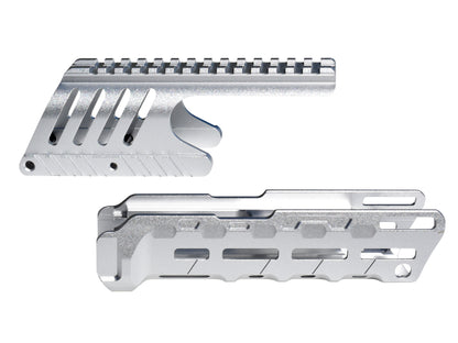 Rail Combo Set for Remington 870 12 Gauge Shotgun - Saddle Mount & Forend - Silver Aluminum