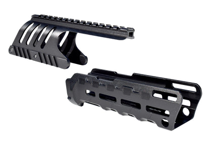 Rail Combo Set for Remington 870 12 Gauge Shotgun - Saddle Mount & Forend - Black Aluminum