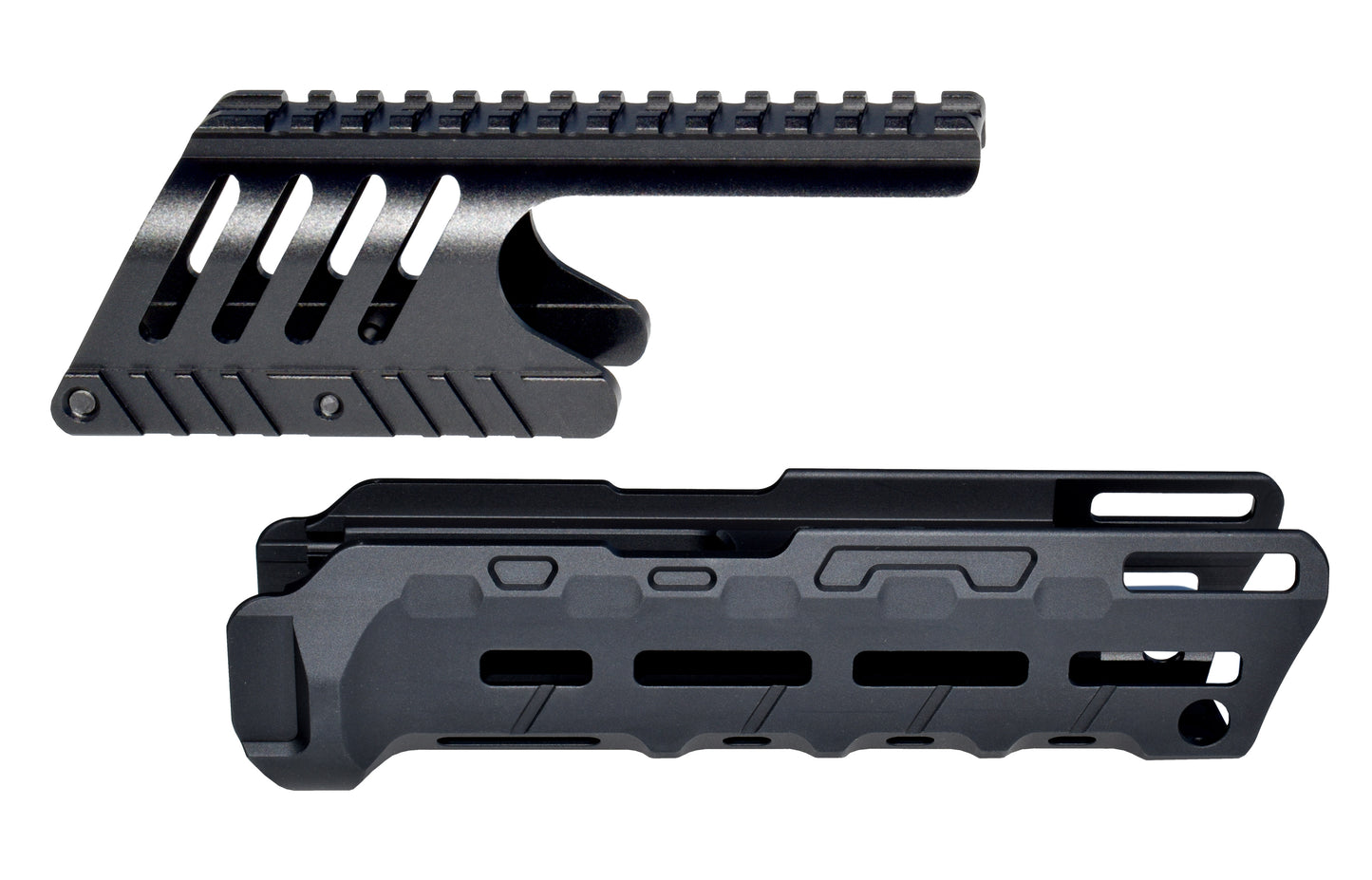 Rail Combo Set for Remington 870 12 Gauge Shotgun - Saddle Mount & Forend - Black Aluminum