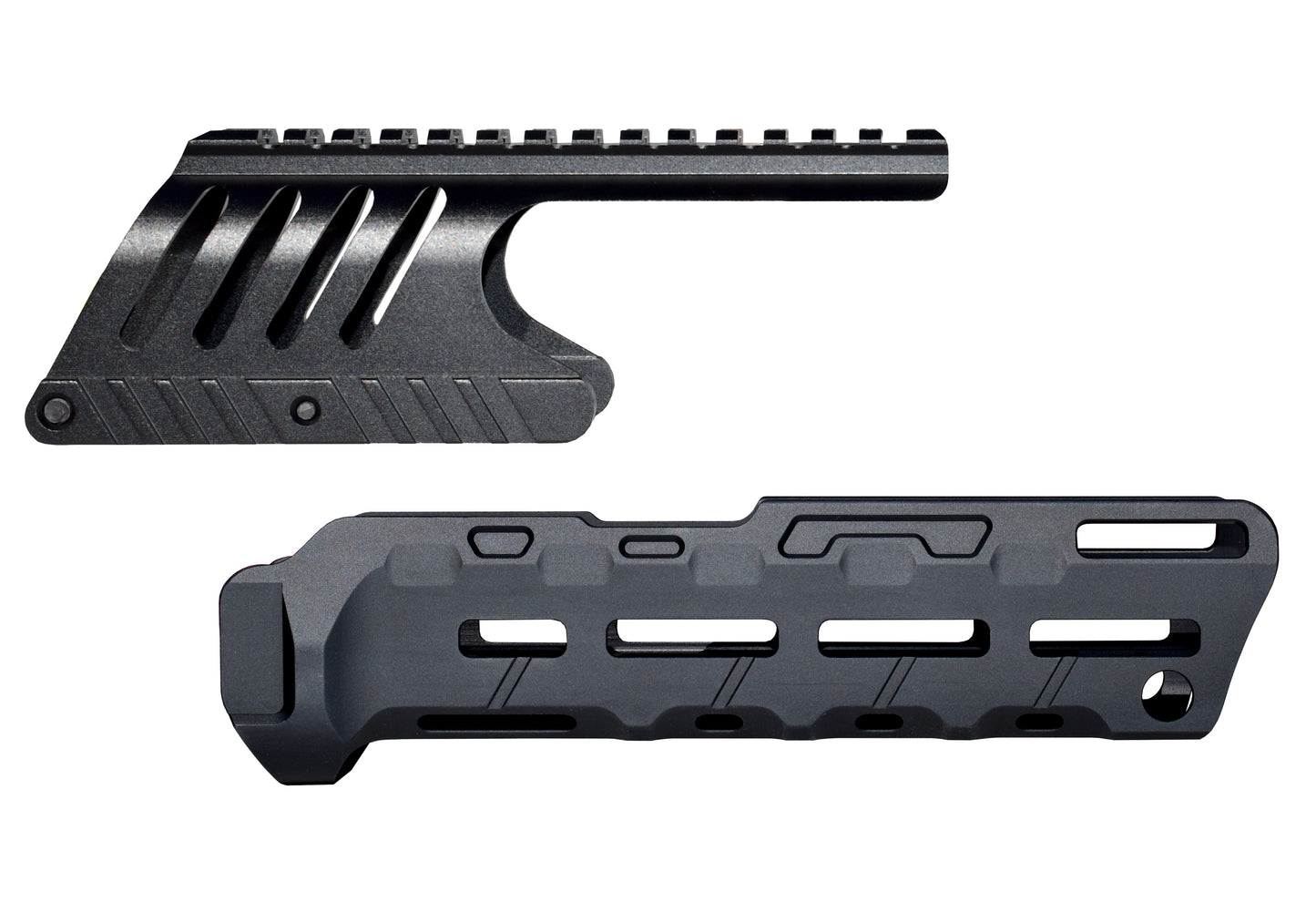 Rail Combo Set for Remington 870 12 Gauge Shotgun - Saddle Mount & Forend - Black Aluminum