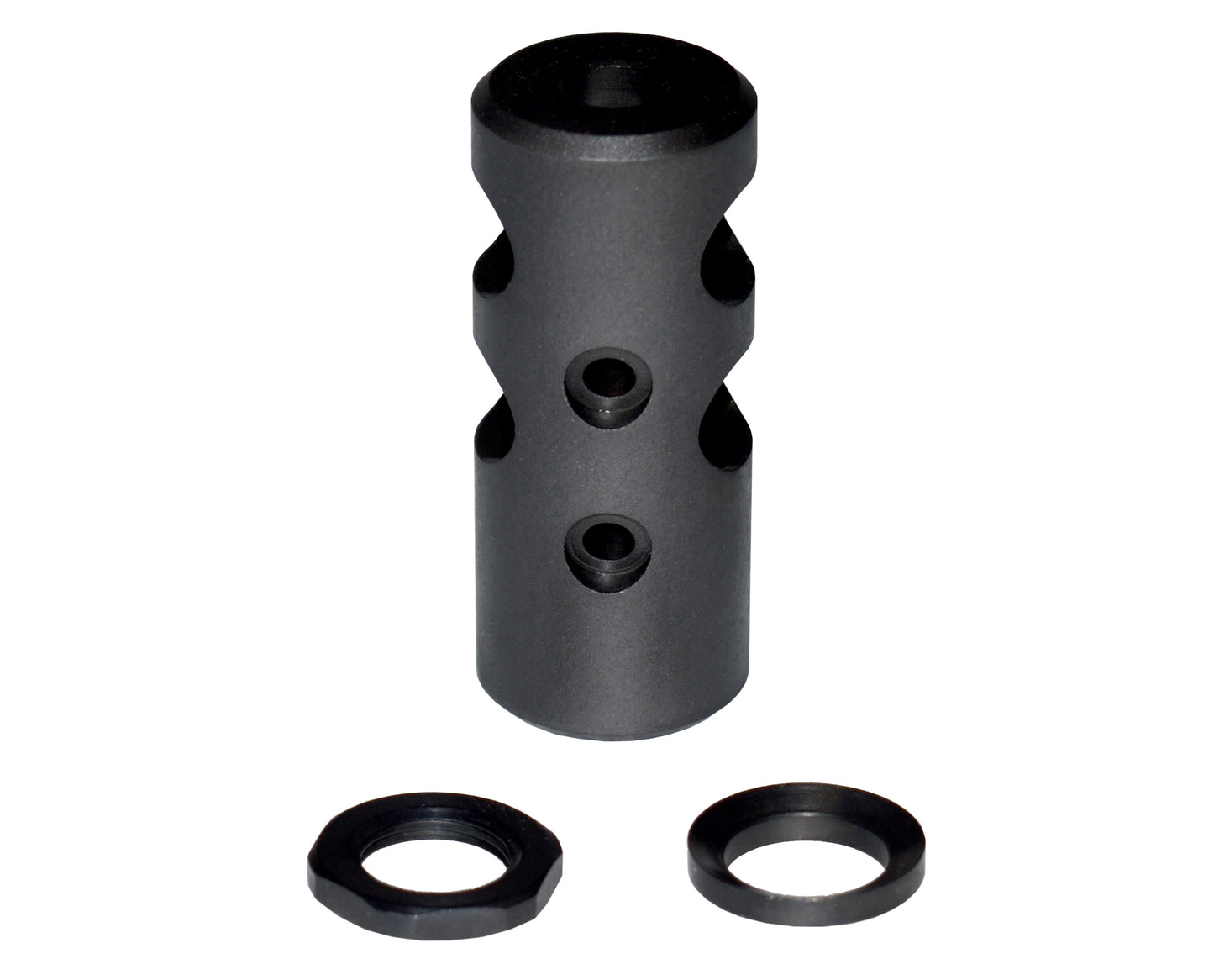 Muzzle Brake Recoil Compensator for AR-10 LR 308, 5/8"x24 thread, Shorty. Black Steel
