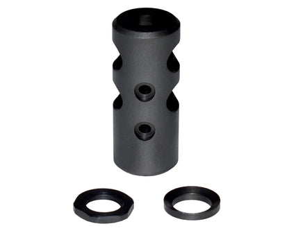 Muzzle Brake Recoil Compensator for AR-10 LR 308, 5/8"x24 thread, Shorty. Black Steel