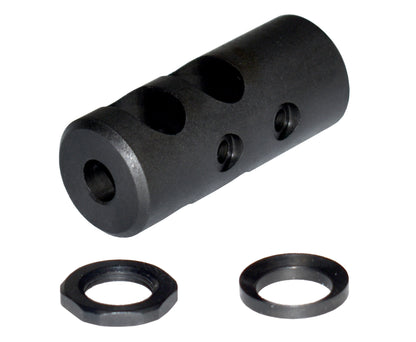 Muzzle Brake Recoil Compensator for AR-10 LR 308, 5/8"x24 thread, Shorty. Black Steel