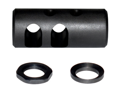 Muzzle Brake Recoil Compensator for AR-10 LR 308, 5/8"x24 thread, Shorty. Black Steel