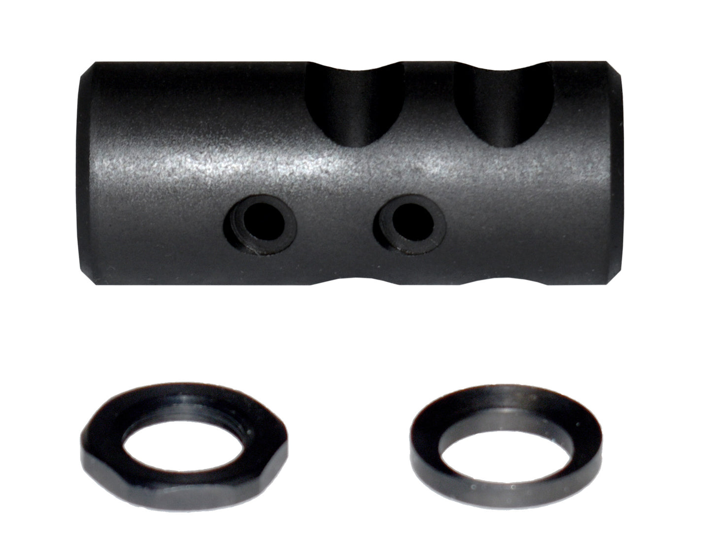 Muzzle Brake Recoil Compensator for AR-10 LR 308, 5/8"x24 thread, Shorty. Black Steel