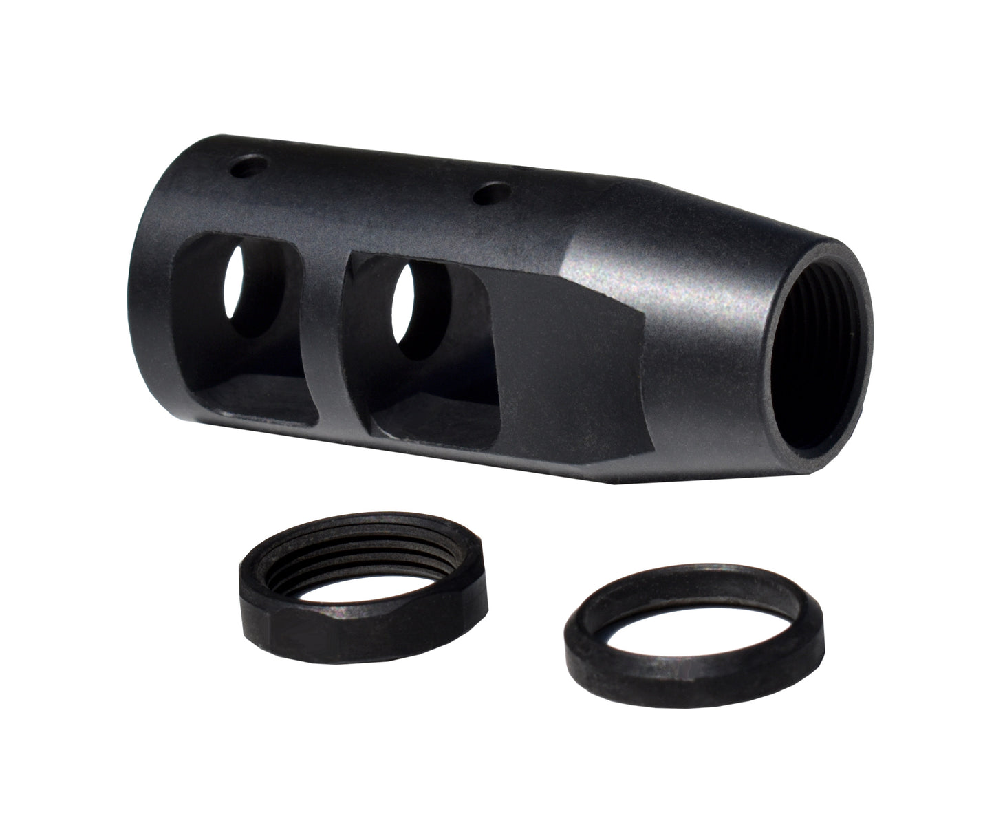 Competition Grade Muzzle Brake Recoil Compensator for AR 10 .308/7.62 NATO, 5/8"x24 thread, Steel with Black Phosphate finish