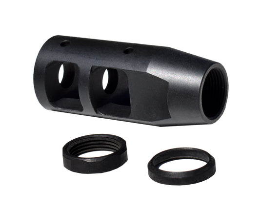 Competition Grade Muzzle Brake Recoil Compensator for AR 10 .308/7.62 NATO, 5/8"x24 thread, Steel with Black Phosphate finish