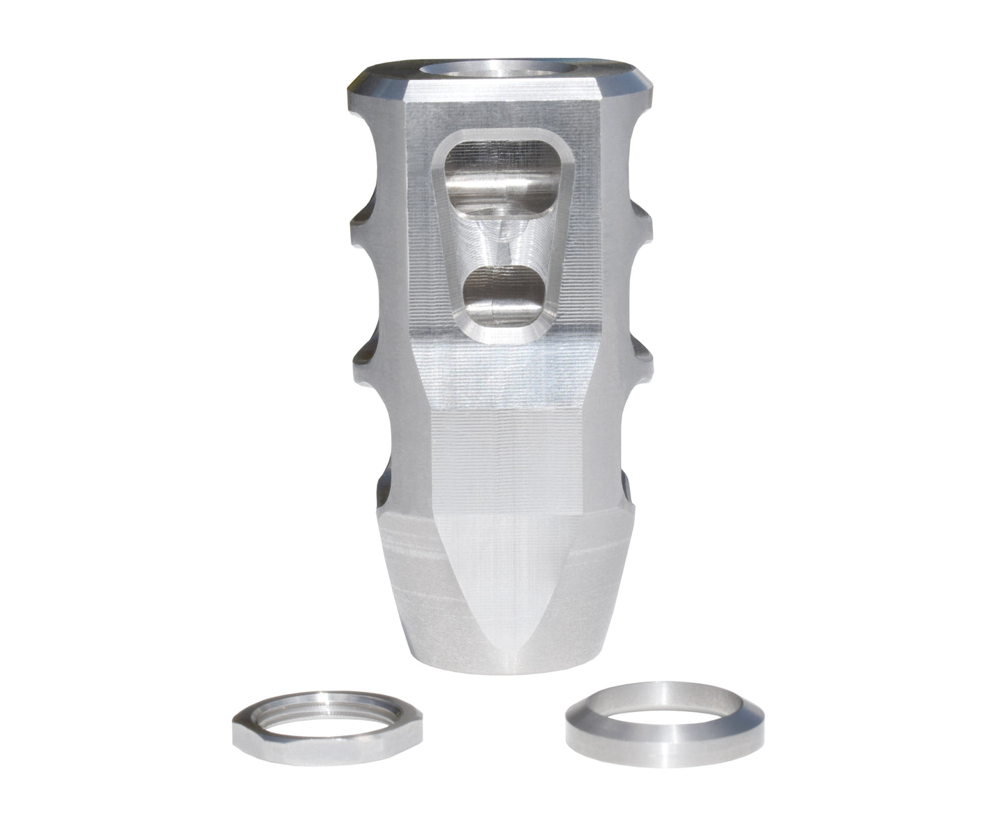 CNC Tanker Steel muzzle brake 49/64”x20, .50 Beowulf, Stainless Steel