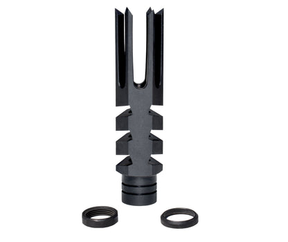 6 Prong Muzzle Brake for 1/2x28 AR-15, Steel Black