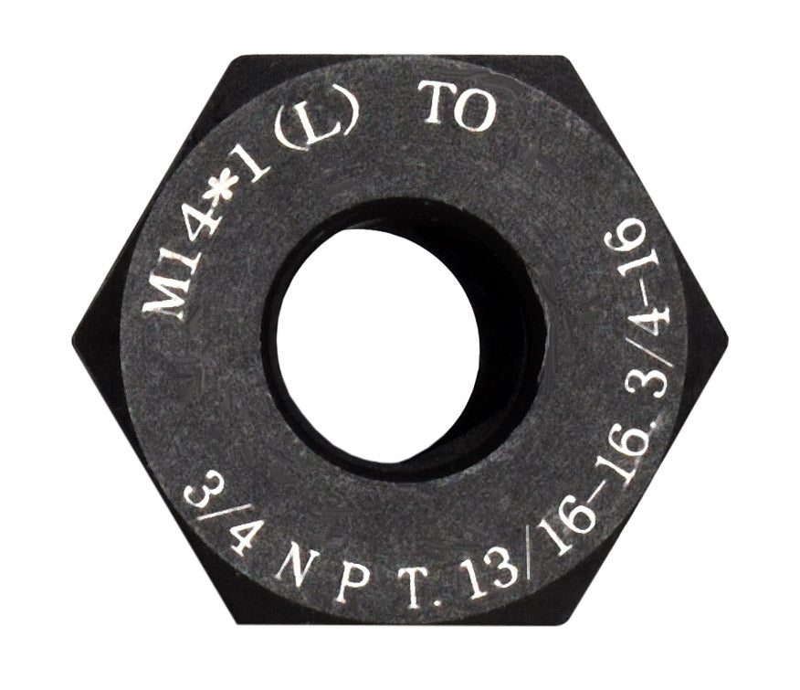 Barrel Muzzle Thread Adapter/Converter M14-1 LH Thread, to 3/4 NPT, 13/16-16, 3/4-16