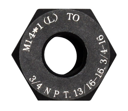 Barrel Muzzle Thread Adapter/Converter M14-1 LH Thread, to 3/4 NPT, 13/16-16, 3/4-16