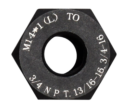 Barrel Muzzle Thread Adapter/Converter M14-1 LH Thread, to 3/4 NPT, 13/16-16, 3/4-16