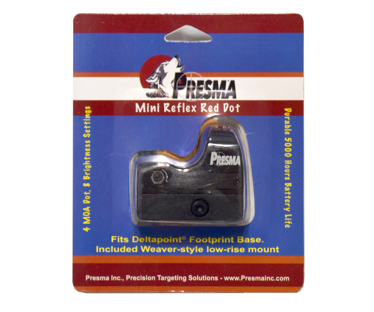 Presma® Mini Reflex Red Dot, 4 MOA Dot, 8 Brightness Settings