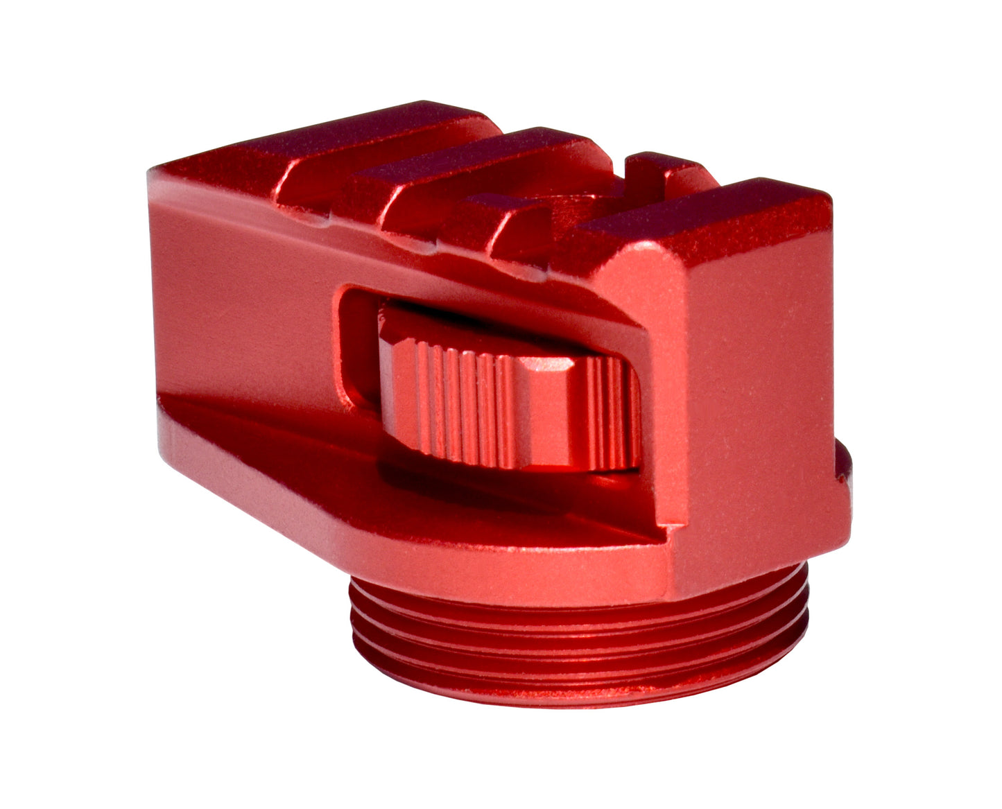 New! Aluminum Bufferless Stock Adapters with Picatinny Rails and QR Holes, Red