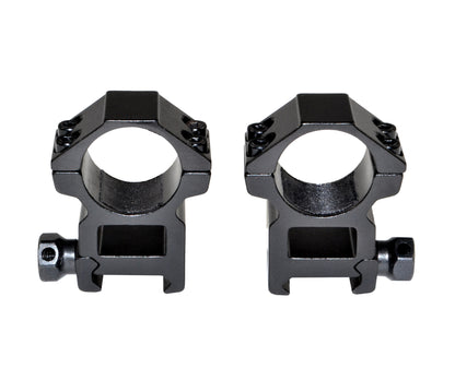 1" Dia. High Profile Scope Rings For Picatinny Rail System - Aluminum - Black